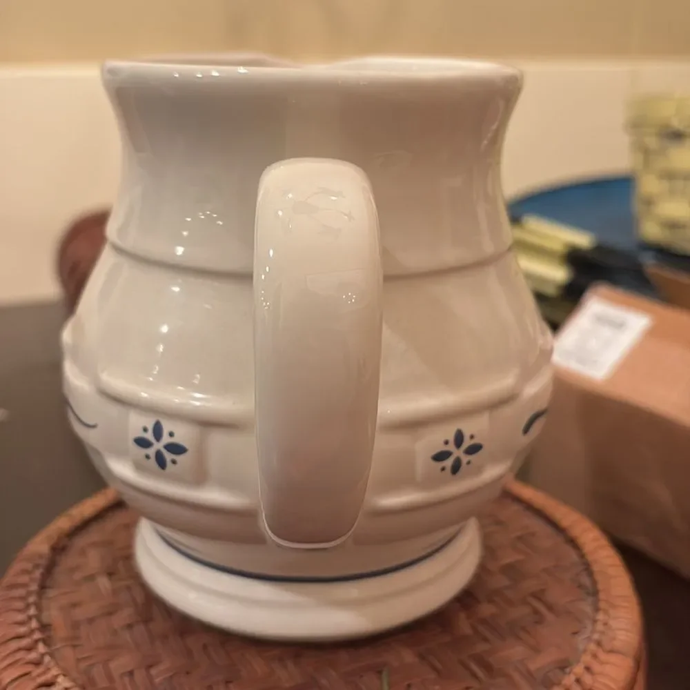 Longaberger pottery heritage blue pitcher